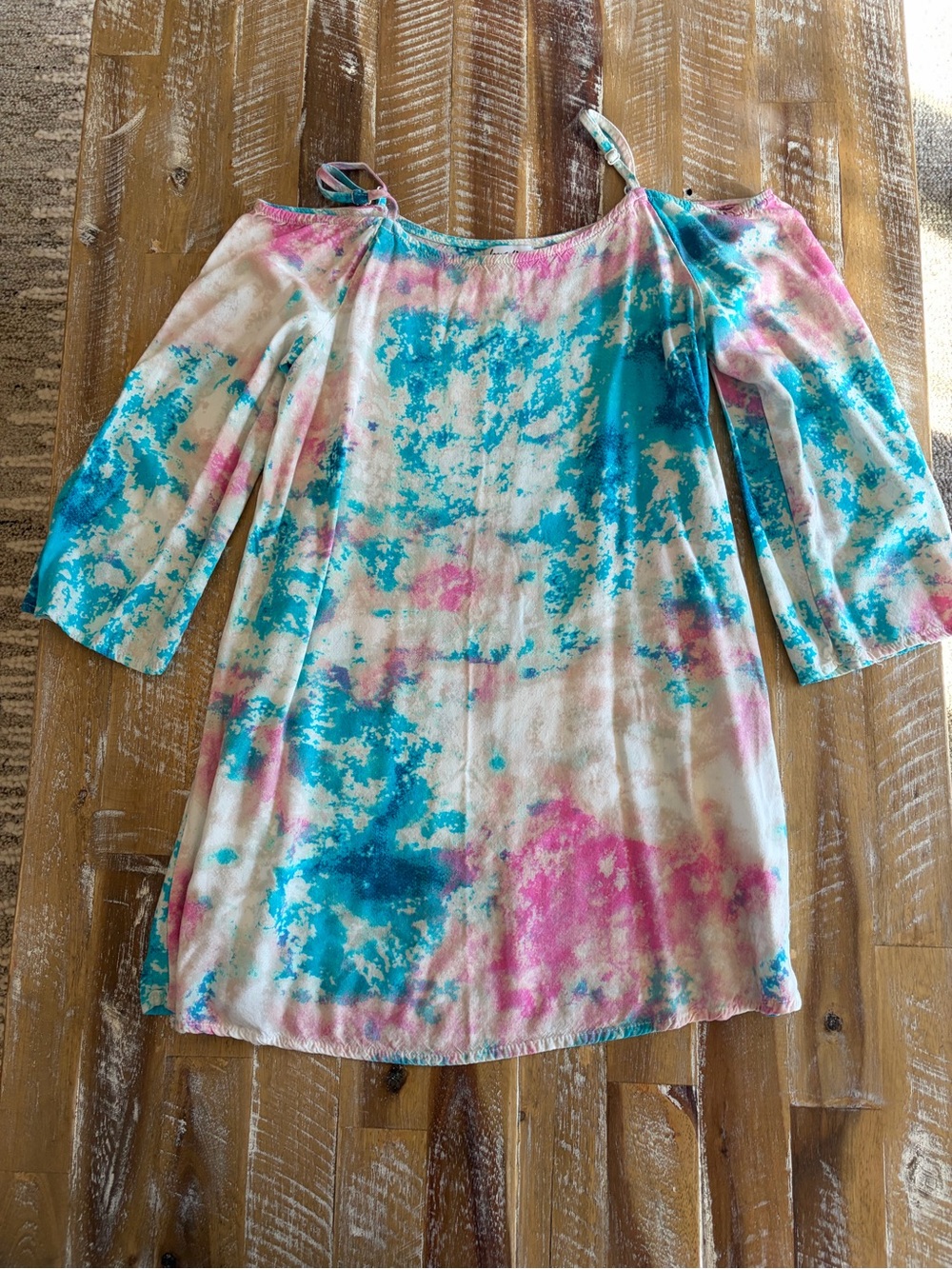Girls LOVE, FIRE Tie-Dye Dress - Pink & Blue